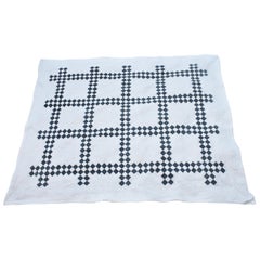 Antique Quilt, Blue and White Postage Stamp Nine Patch Chain