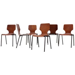 Mid-Century Fritz Hansen Style Stacking Wingback Dining Chairs