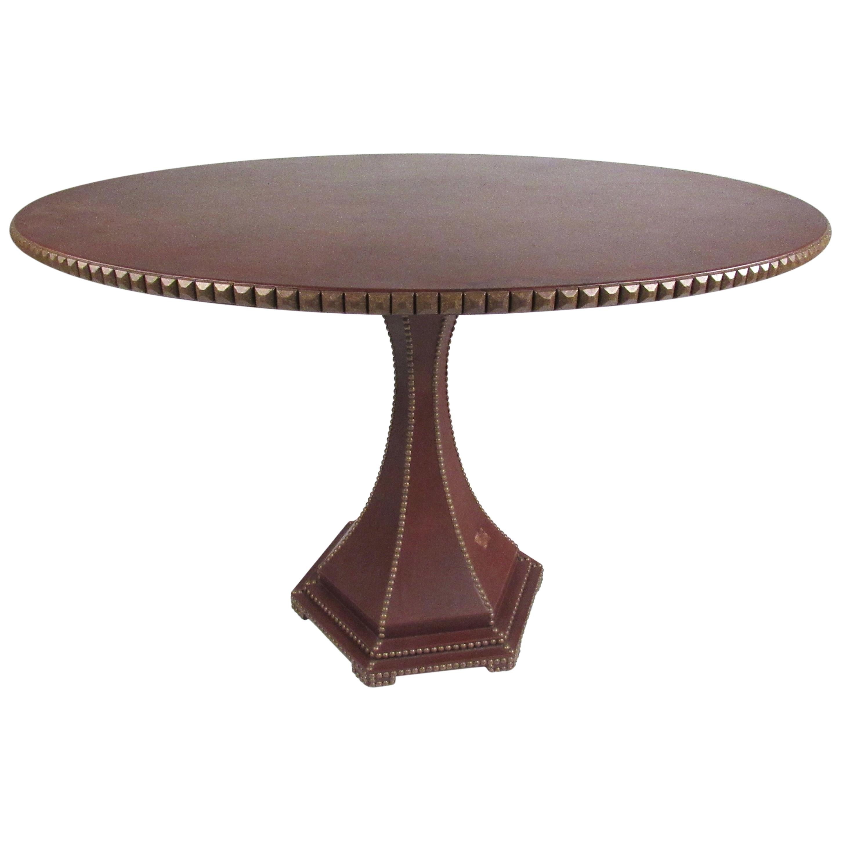 Vintage Leather Covered Italian Center Hall Table