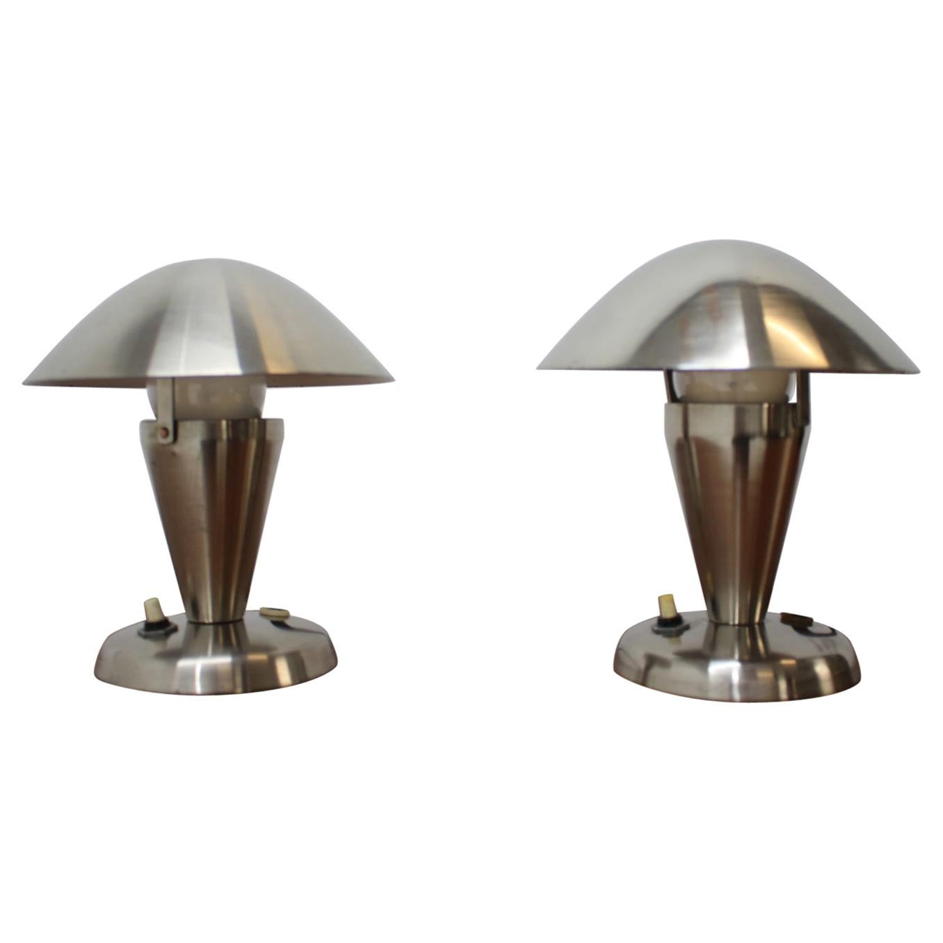 Pair of Chrome Bauhaus Table Lamps, 1930s