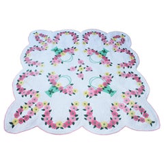 Vintage Applique Quilt of Dogwood Flowers