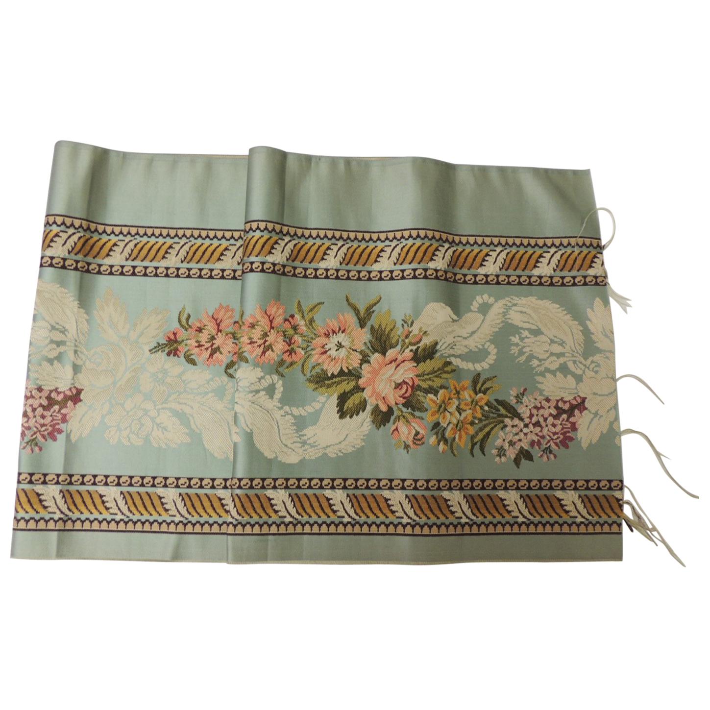 18th Century French Floral Green and Pink Silk Brocade Textile
