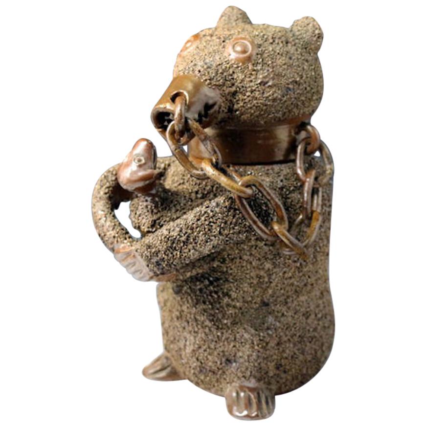 Stoneware Pottery Brown Saltglaze Jug in the Form of a Bear, 18th Century