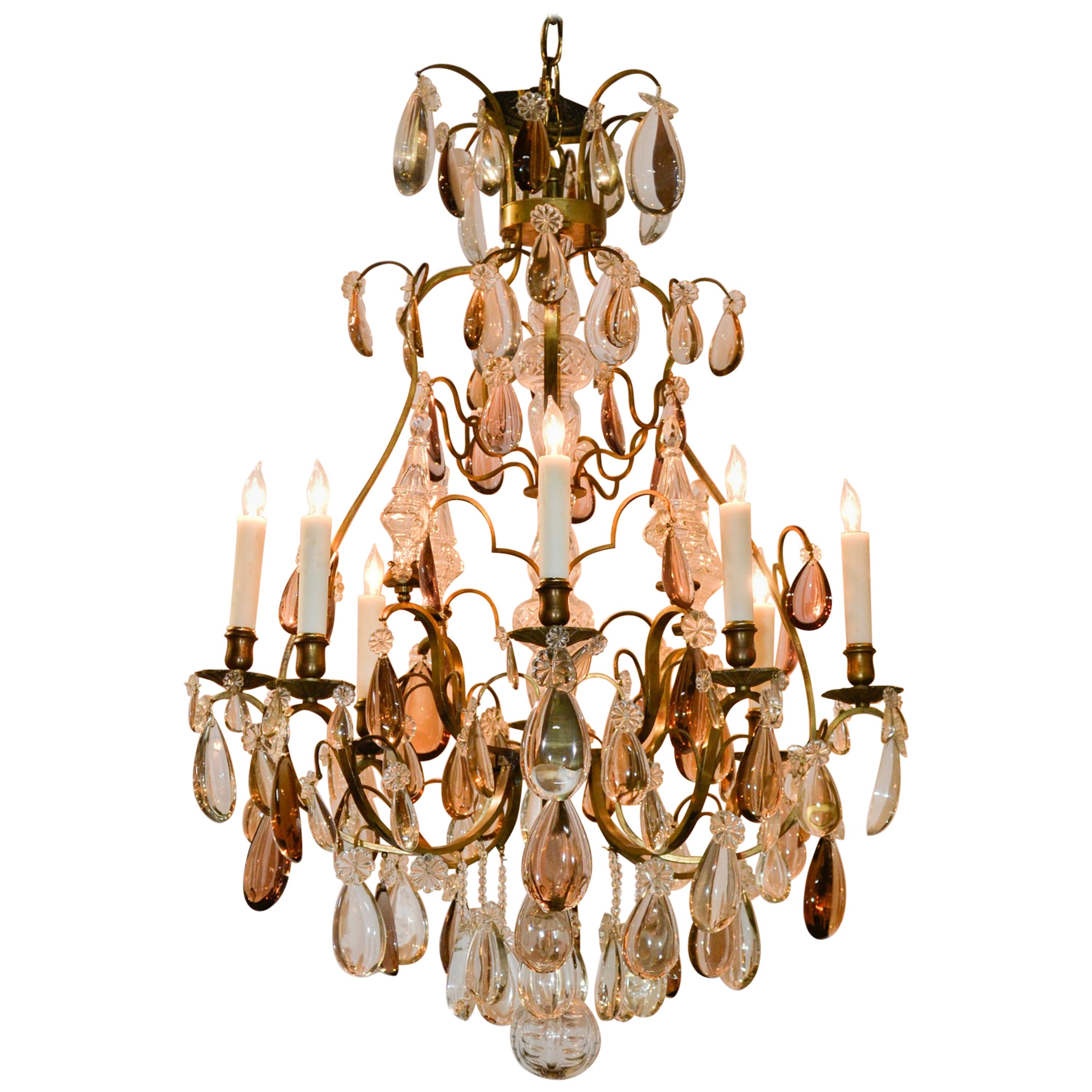19th Century French Crystal and Amethyst Chandelier