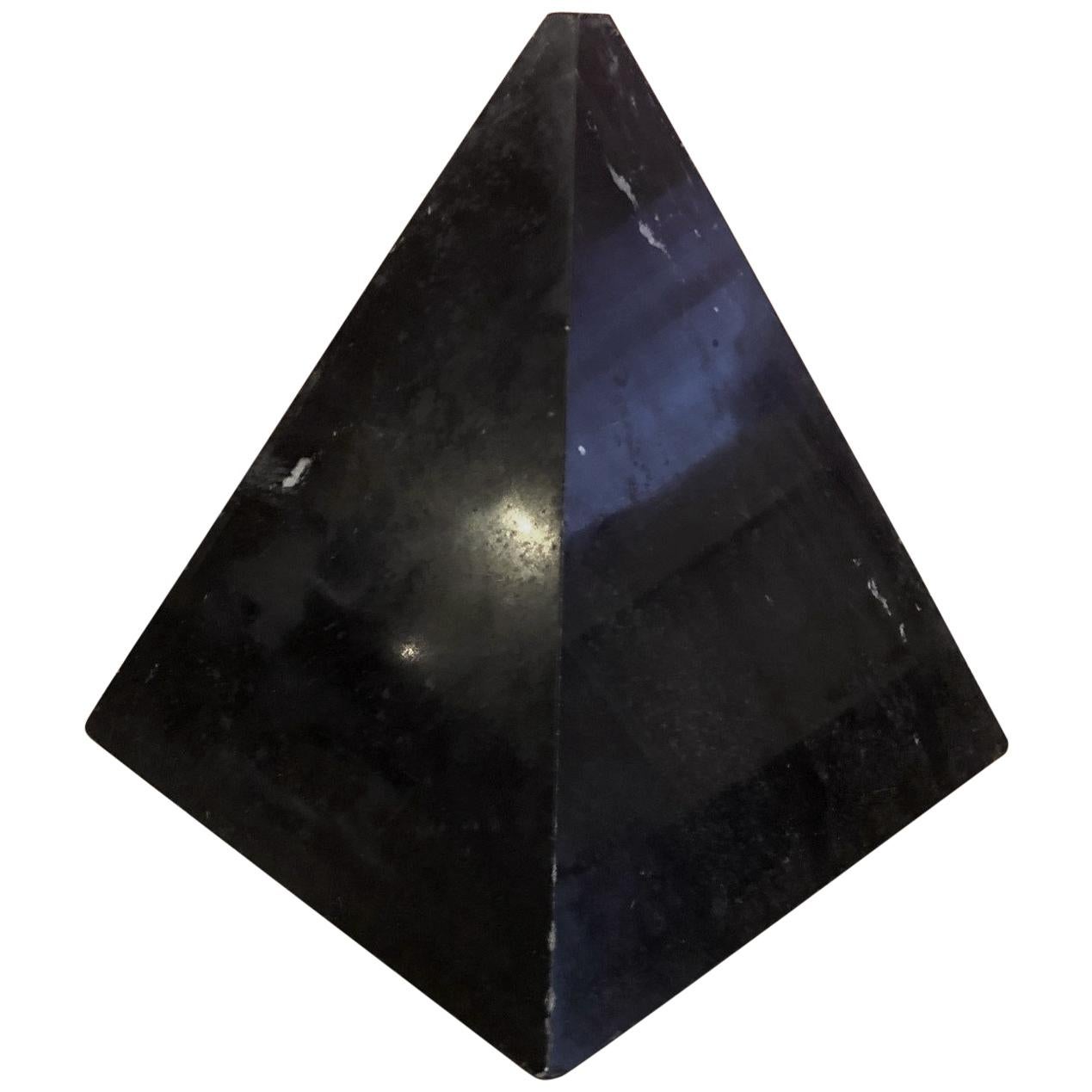 Large Black Marble Decorative Pyramid For Sale