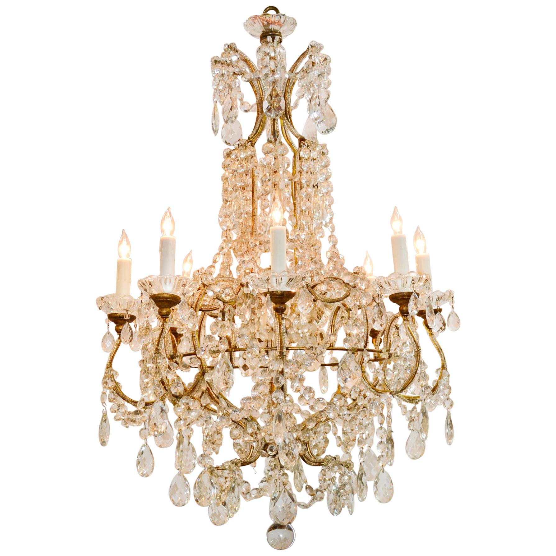 French Beaded Crystal Chandelier