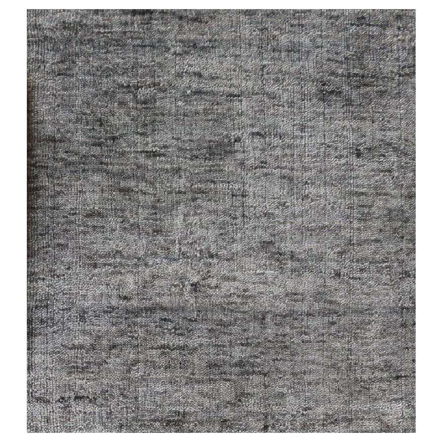 Grey Square Hand-Loomed Solid Neutral Bamboo Silk Rug - Now in Stock