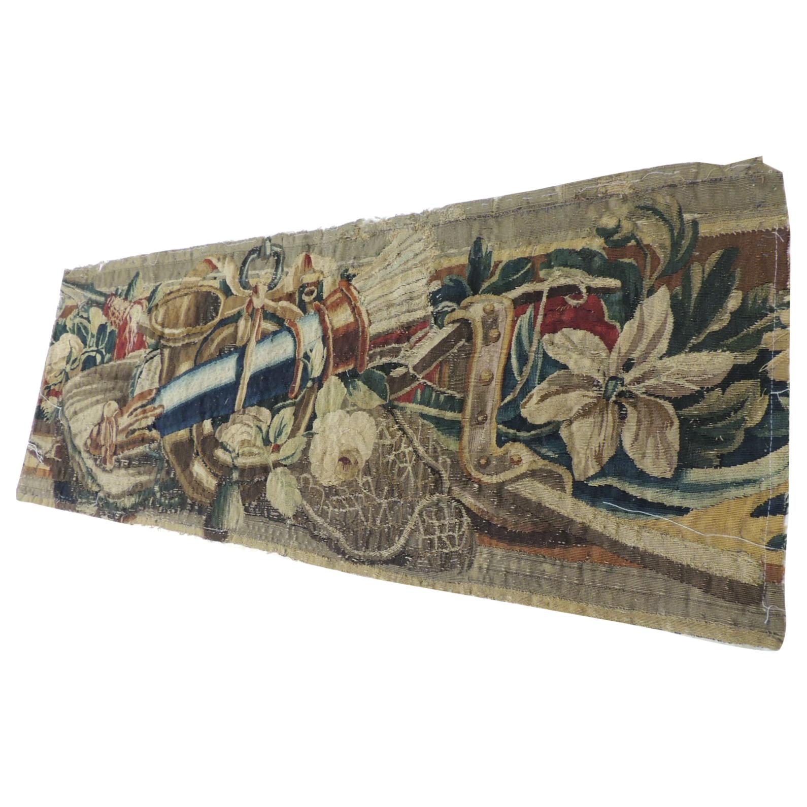 18th Century Red and Blue Aubusson Tapestry Panel