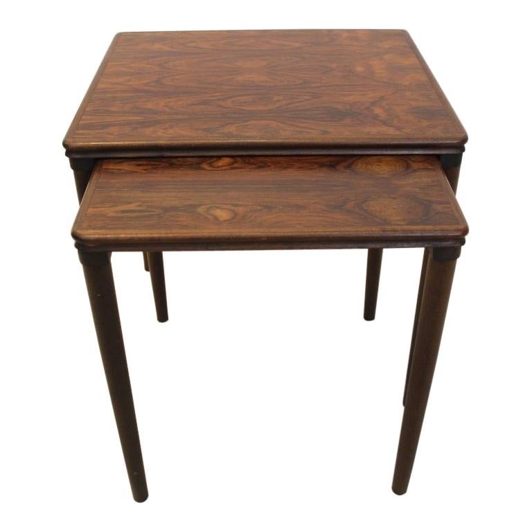 Danish Set Dark Oak Nesting Tables by E. W. Bach for Møbelfabrikken Toften, 1960 For Sale