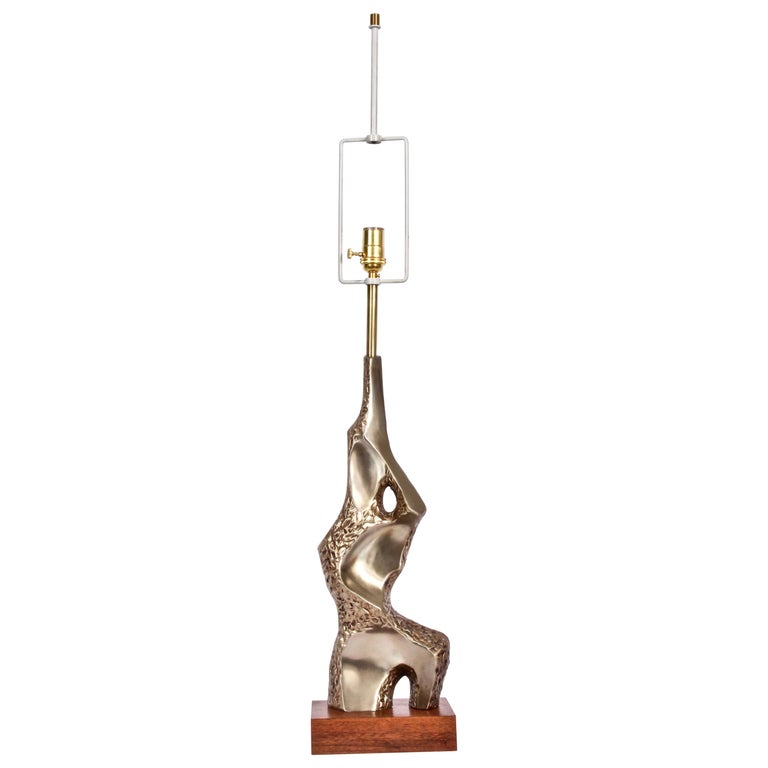 Monumental Richard Barr for Laurel Lamp Co. Brutalist Brass Table Lamp