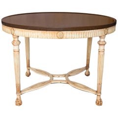 Swedish Gustavian Style Center Table with Limestone Top