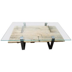 Antique Door Coffee Table with Glass Top