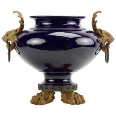 Gilt Bronze Mounted Cobalt Blue Porcelain Centerpiece