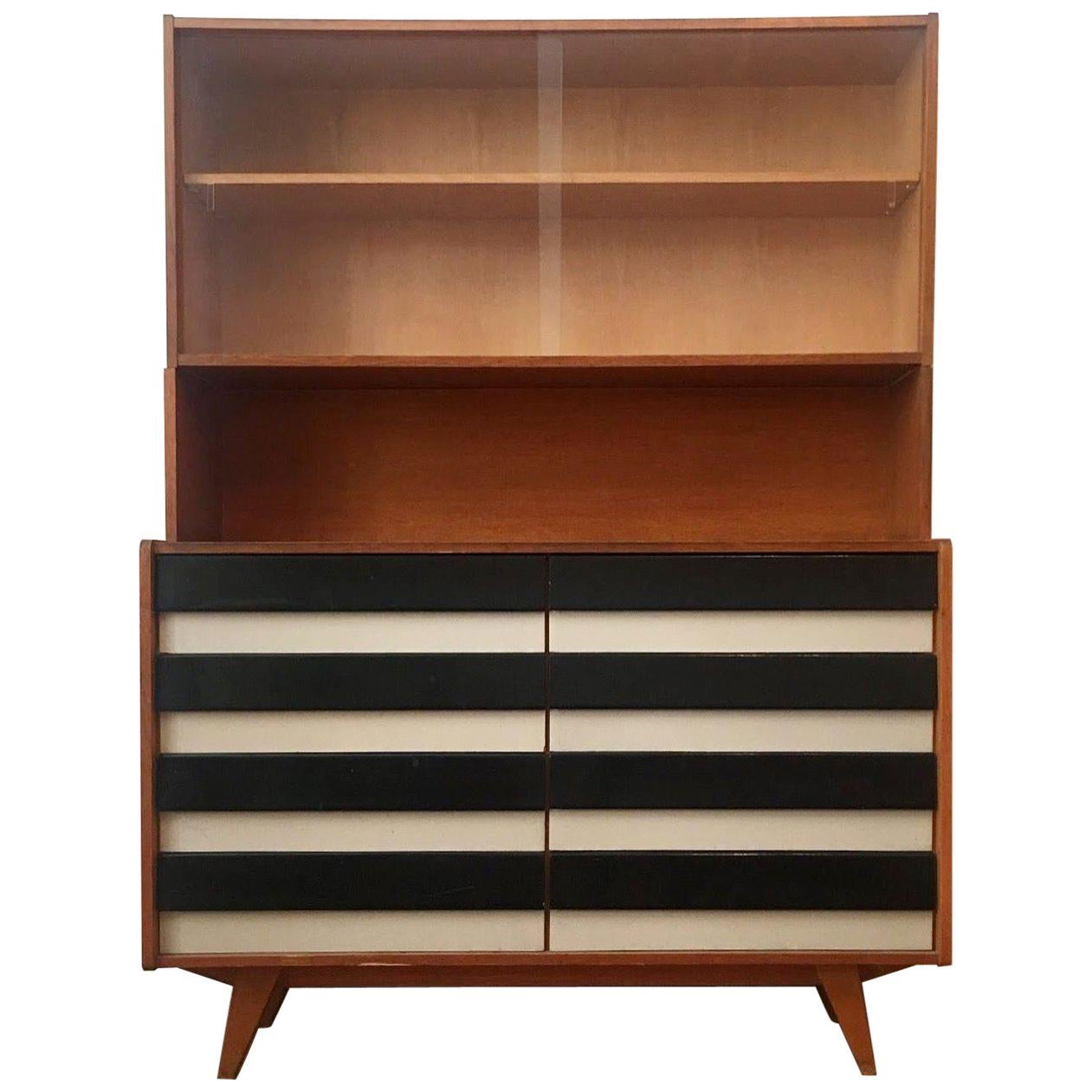 Striped Sideboard with Bookcase U-453 by Jiri Jiroutek for Interier Praha, 1960s For Sale
