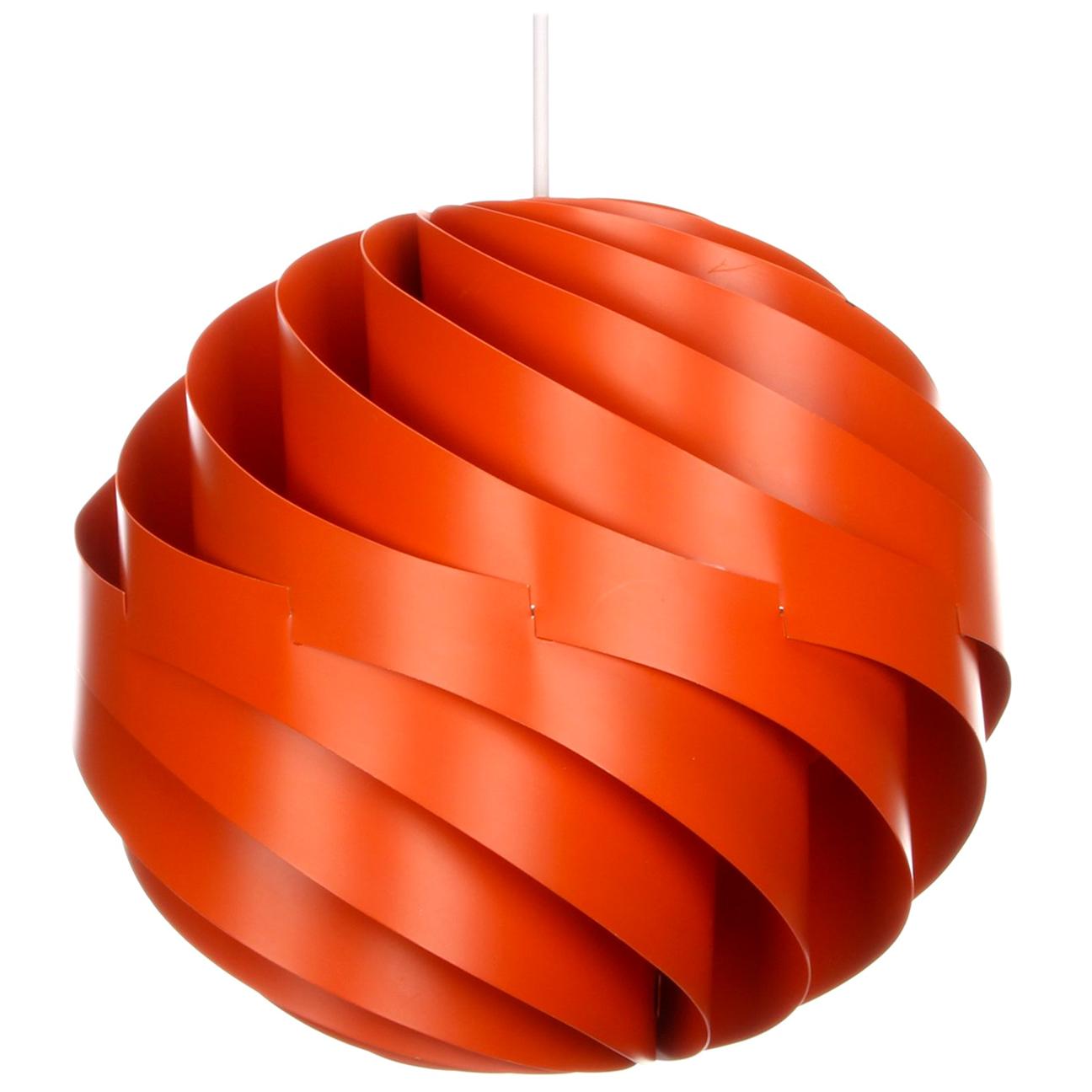 Turbo Orange Pendant by Louis Weisdorf for Lyfa in 1965, Vintage Edition