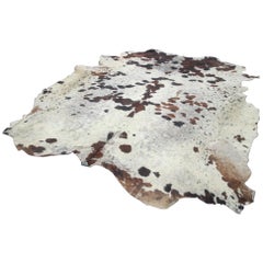 Vintage Italian Mid Century Modern brown Cowhide Rug, 1970s