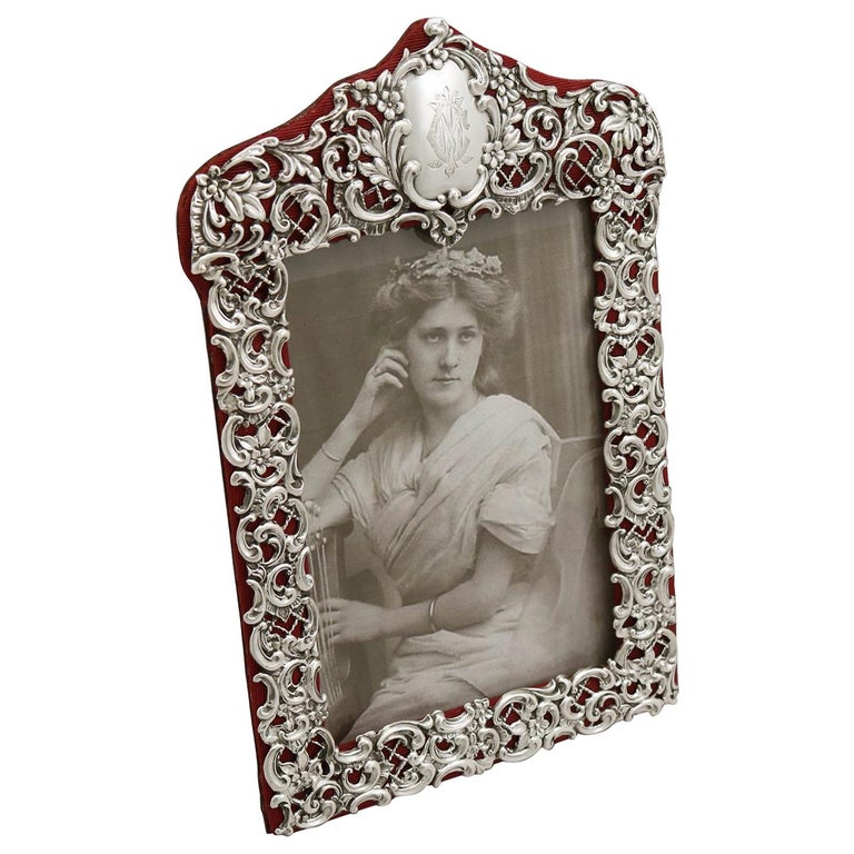 Victorian English Sterling Silver Photograph Frame For Sale at 1stdibs