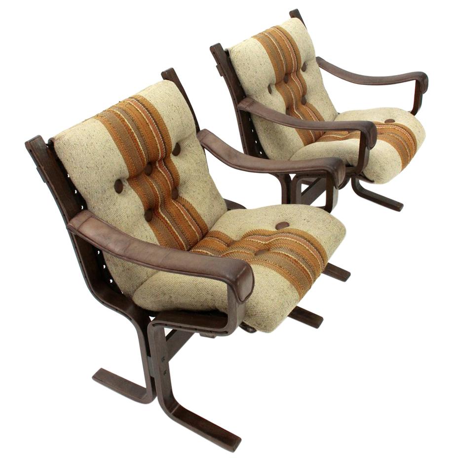 Plywood Armchair by Ingmar Relling for Westnofa , 1970s, Set of 2 For Sale
