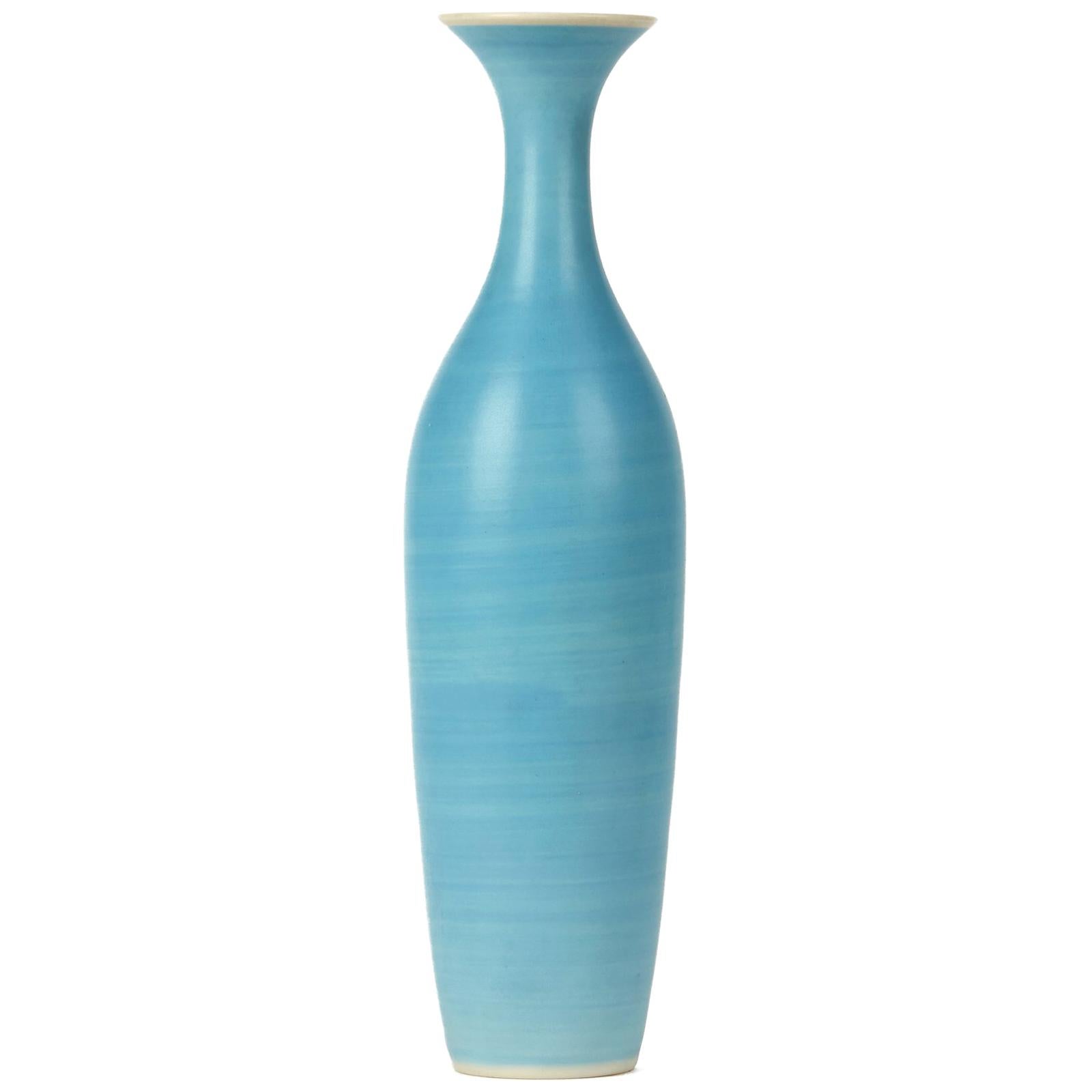 Vintage Gunnar Nylund for Nymølle Blue Glazed Porcelain Vase, circa 1950
