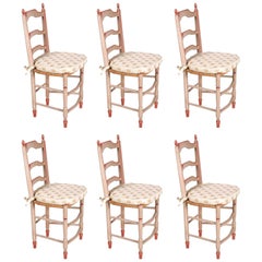 19th Century French Hand Painted Set of Six Dining Chairs in Provincial Style
