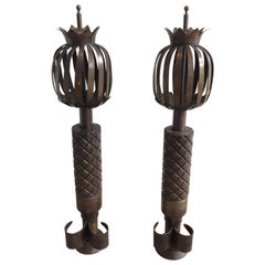 Interesting Pair of Steel Fire Place Andirons, French, circa 1940