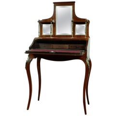 19th Century French Louis XVI Style Mahogany Inlaid Ladies Desk Bonheur Du Jour