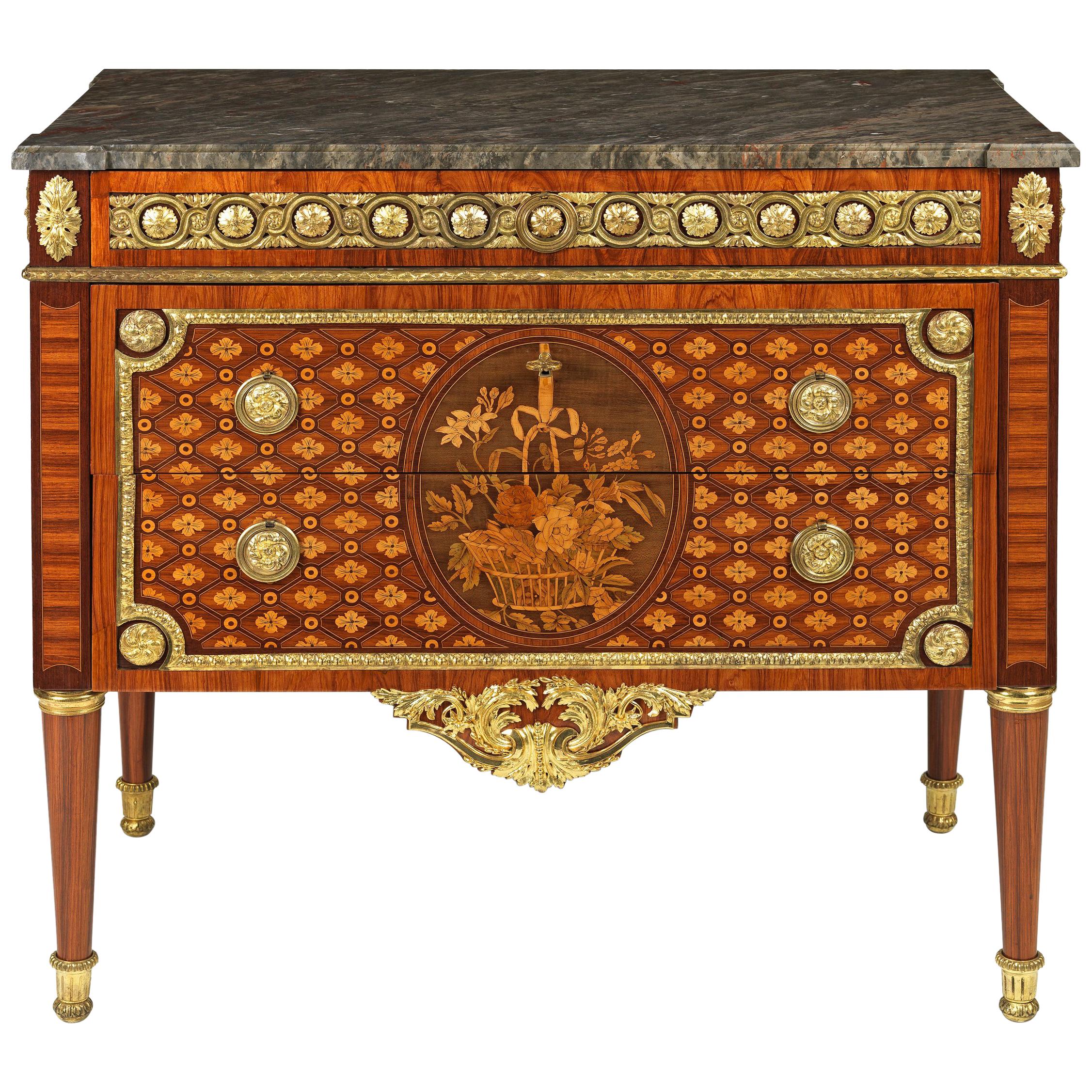 Highly Important Louis XVI Marquetry Commode by RVLC For Sale