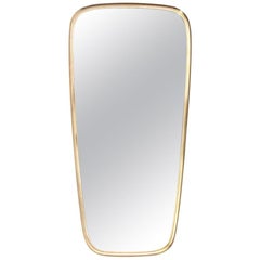 Italian Midcentury Brass Frame Mirror, 1950s