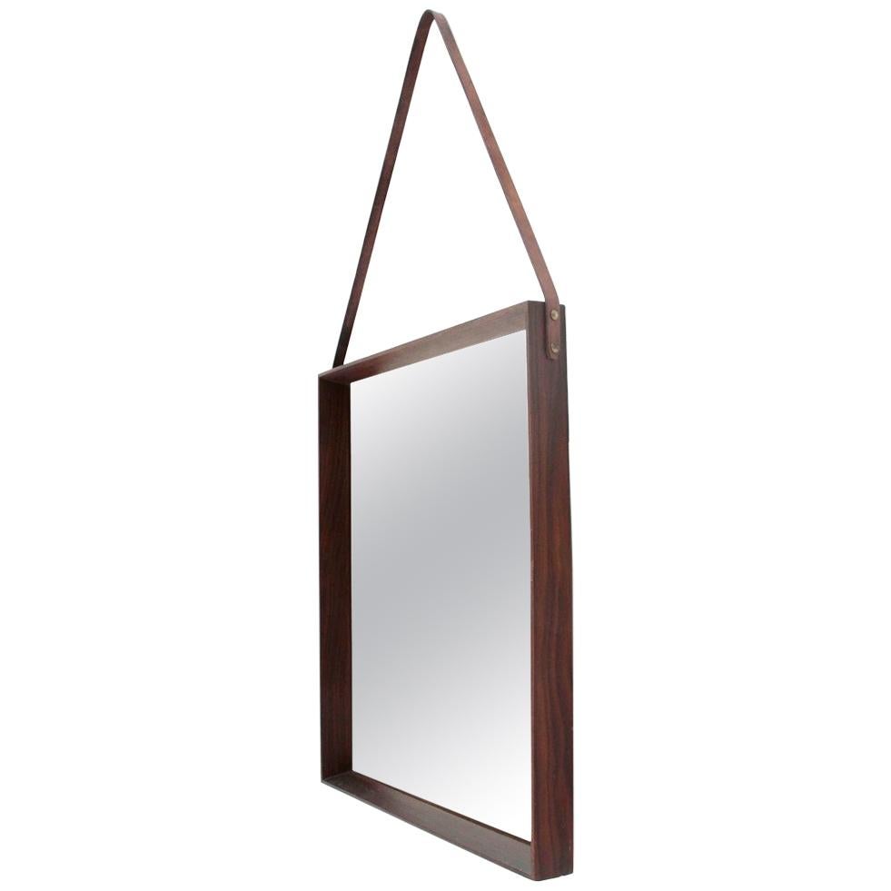 Italian Midcentury Teak Frame Mirror, 1960s