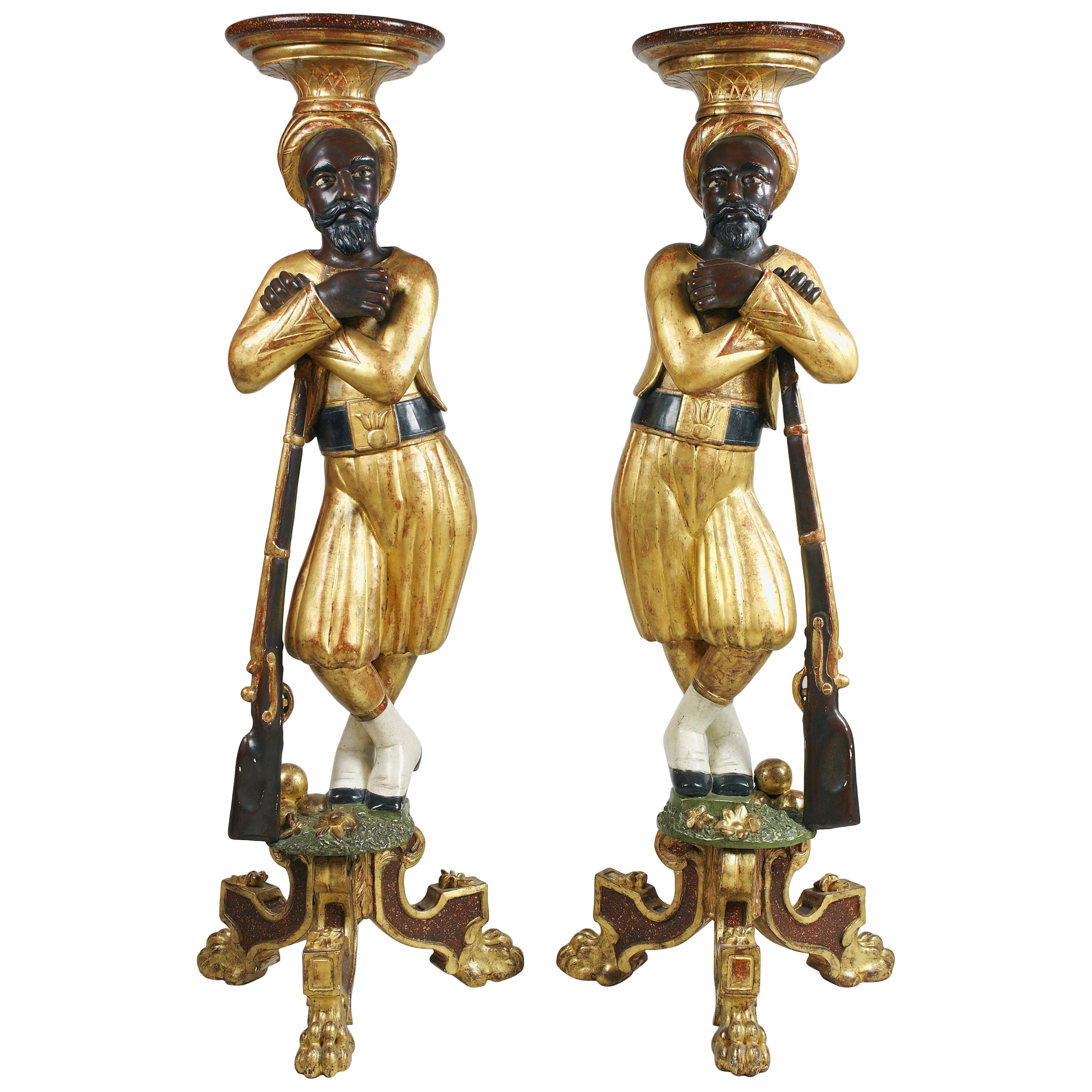 Pair of Torchères in the Form of French Soldiers, circa 1860 For Sale