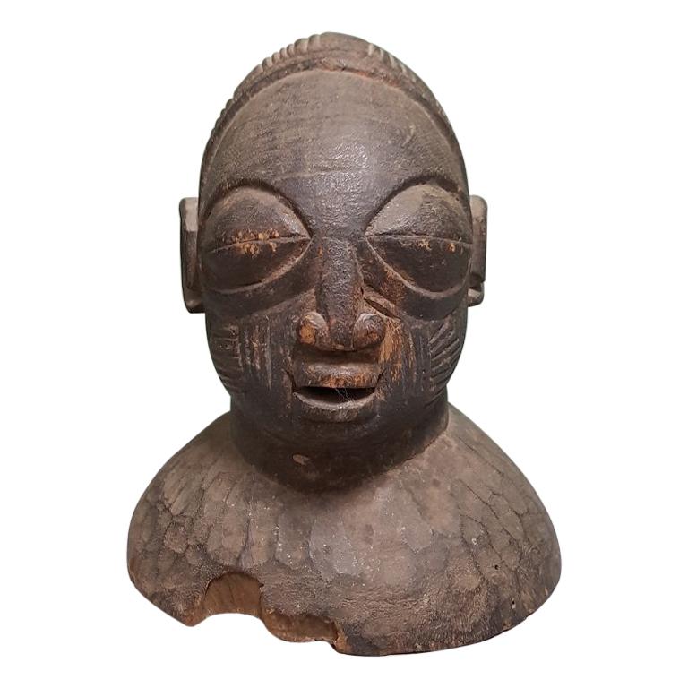 First Half of the 20th Century Yoruba, Nigeria Hand Carved Head Mask