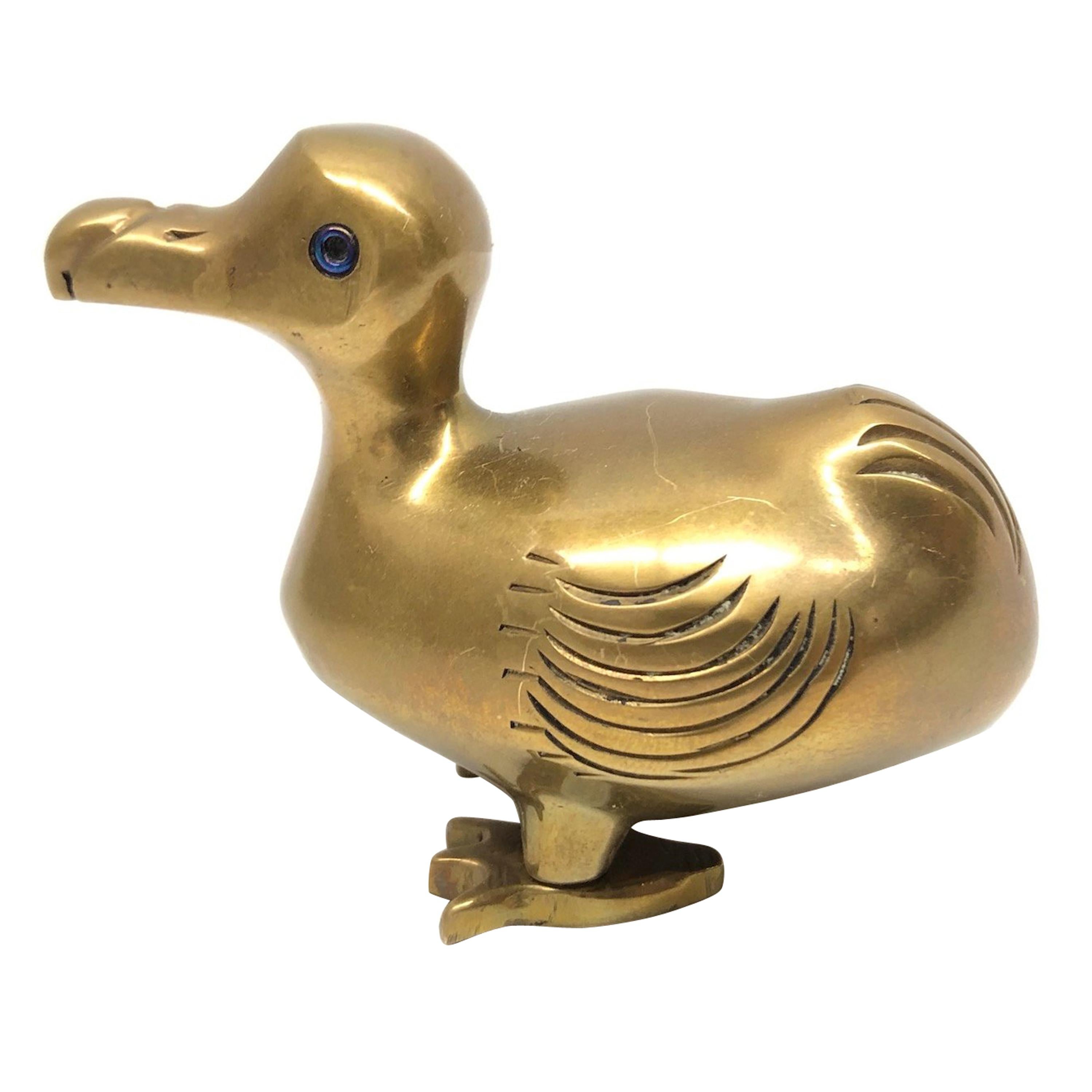 Brass Dodo Bird Figurine Desktop Paperweight 1950s Mid-Century Modern, German