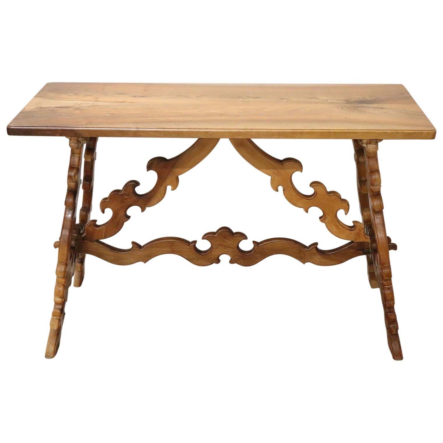 19th Century Italian Renaissance Style Walnut Desk or Side Table with Lyre Legs