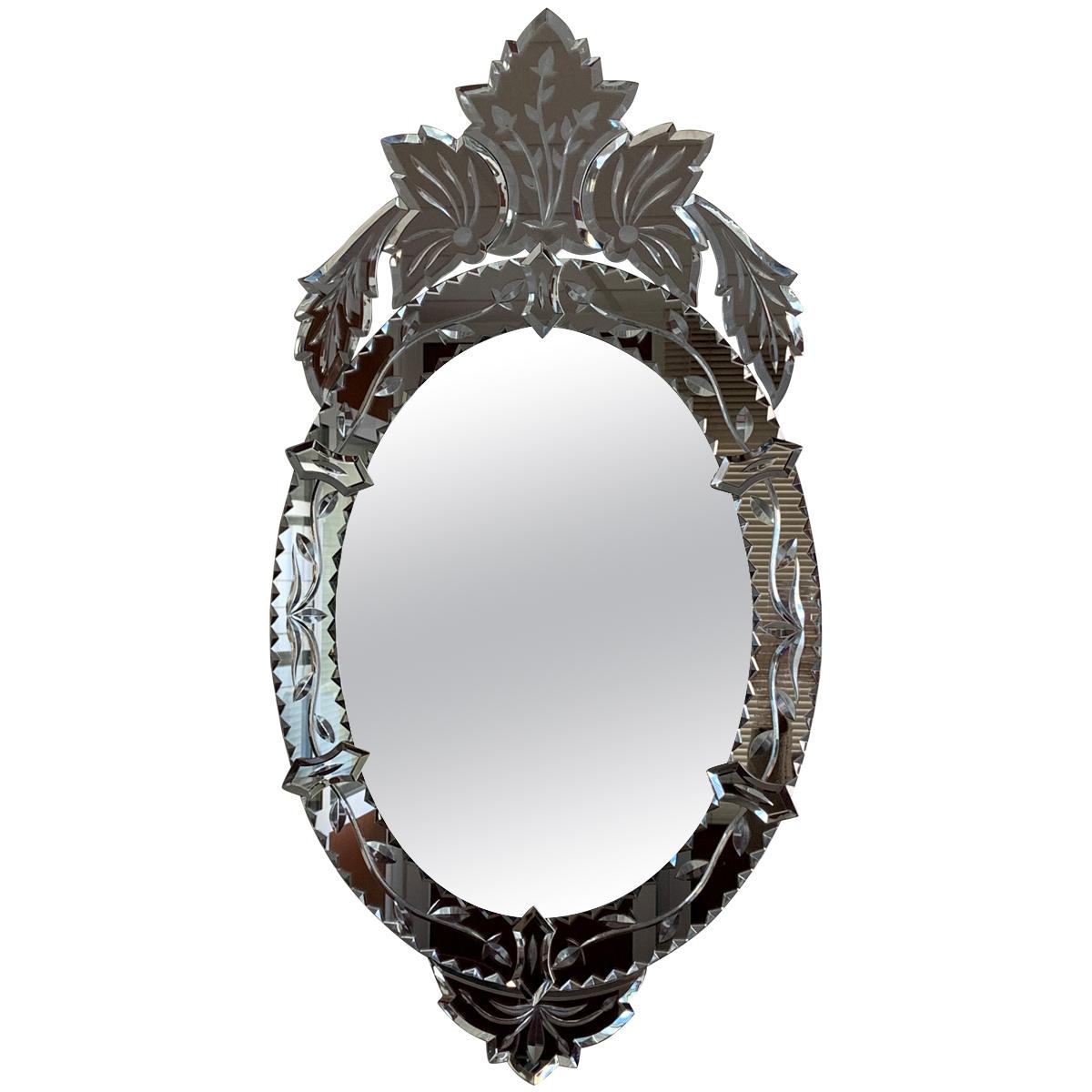 New Oval Venetian Mirror with Crest