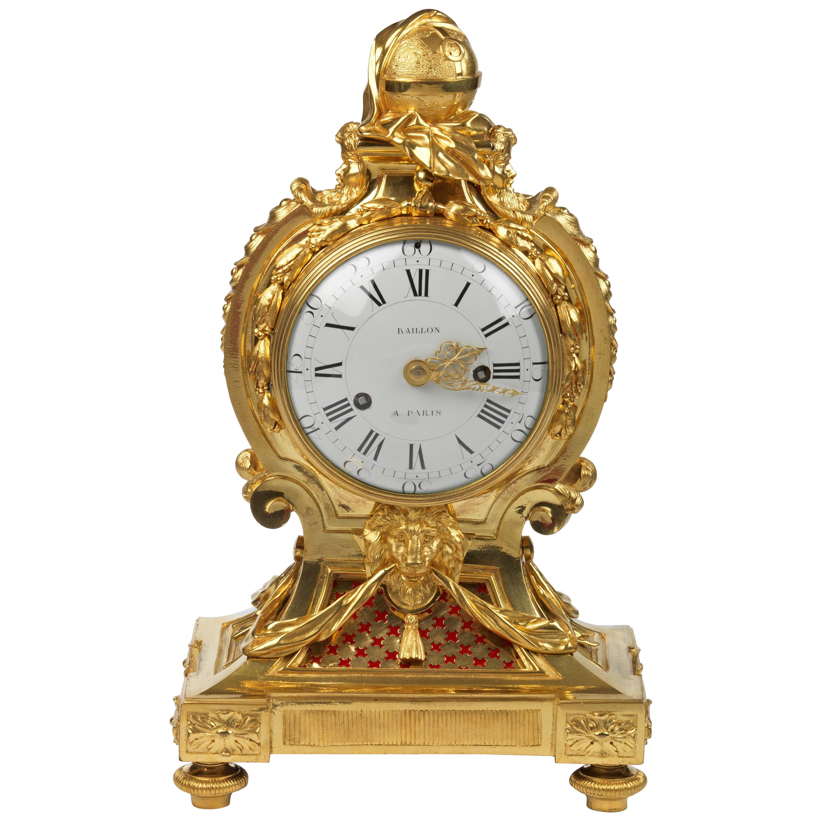 Louis XVI Ormolu Clock by Jean-Baptiste Baillon For Sale