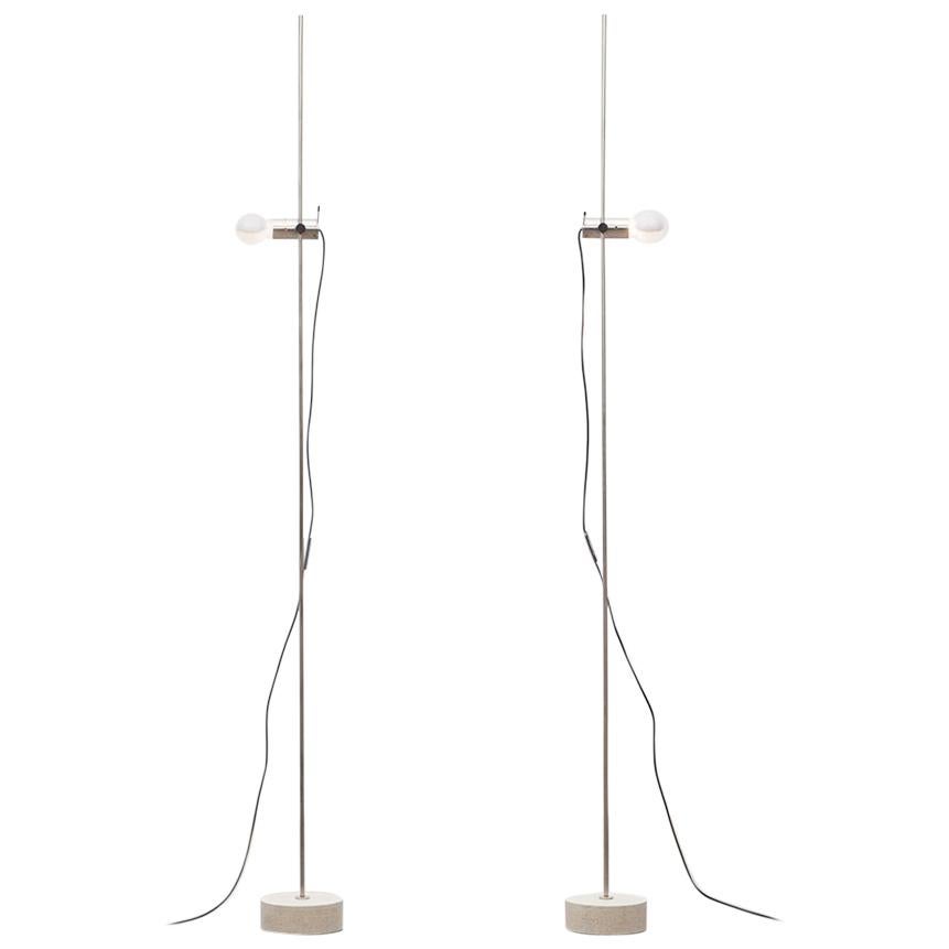 1950s Silver Metal Pair of Floor Lamps by Tito Agnoli