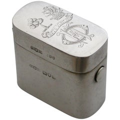 Victorian Silver "Go-to-Bed" Vesta Case "Okeover" Family Crests, London, 1899