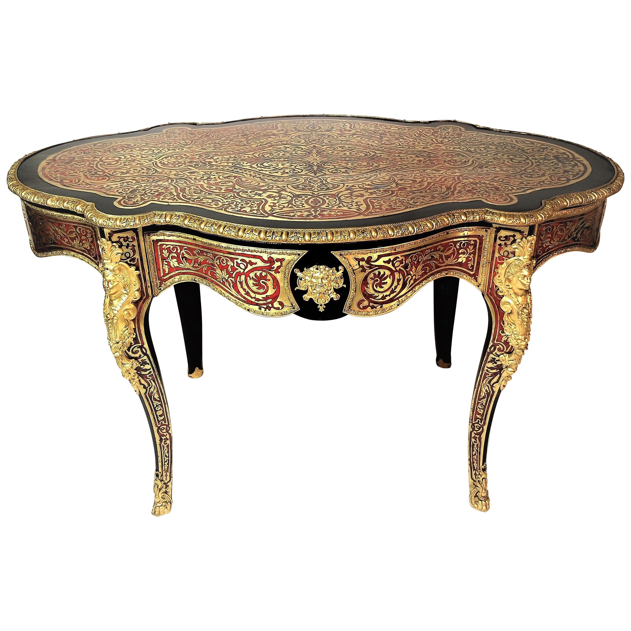 19th Century Louis XV Style French Boulle Bureau Plat For Sale
