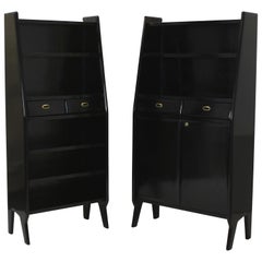 Pair of Large Ebonized Architectural Bookcases
