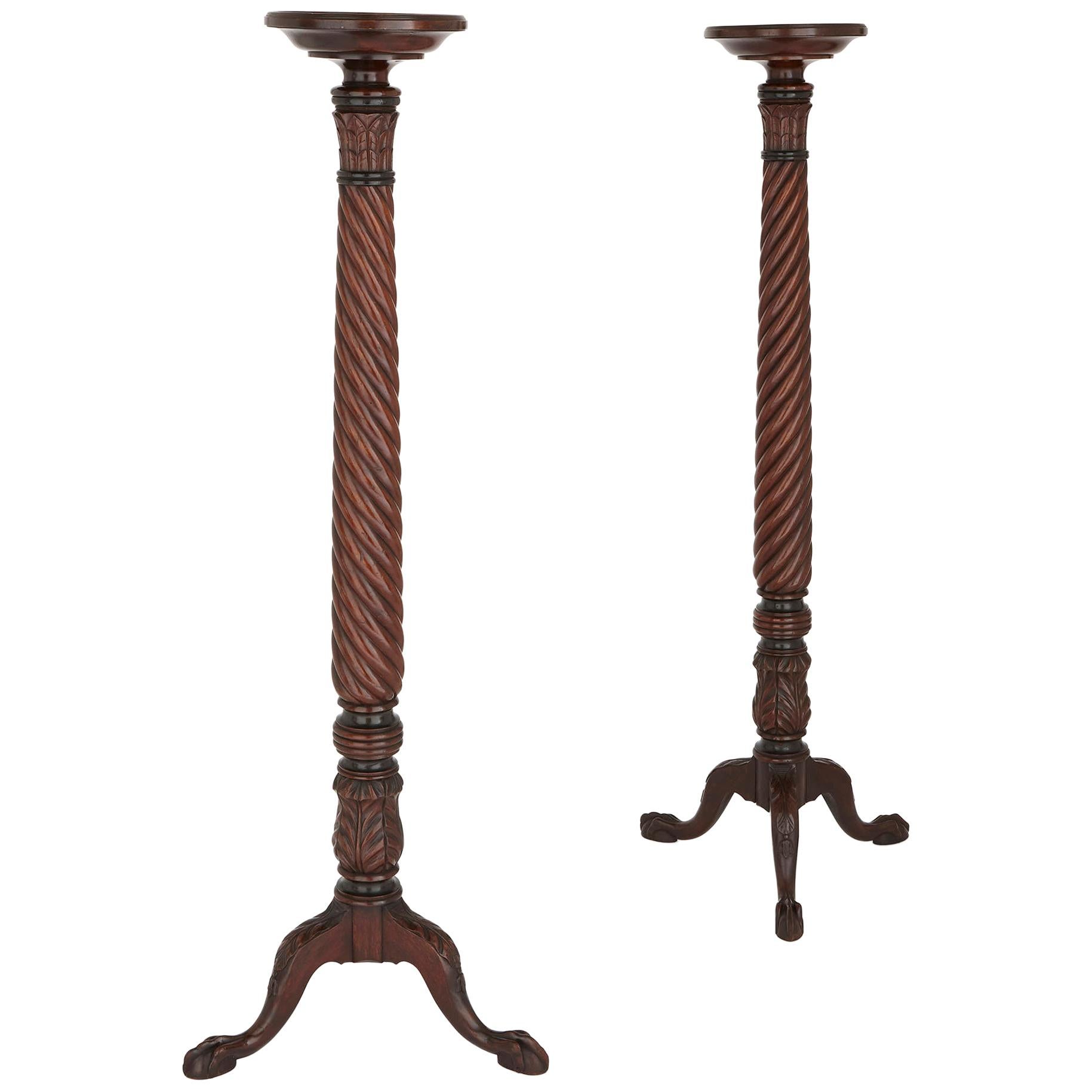 Two Victorian English Mahogany Candelabra Stands