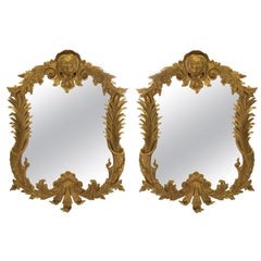 Pair of Large George III Style Giltwood Mirrors