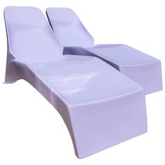 Vintage 1960s Pop Art Purple Fibreglass Sun Loungers