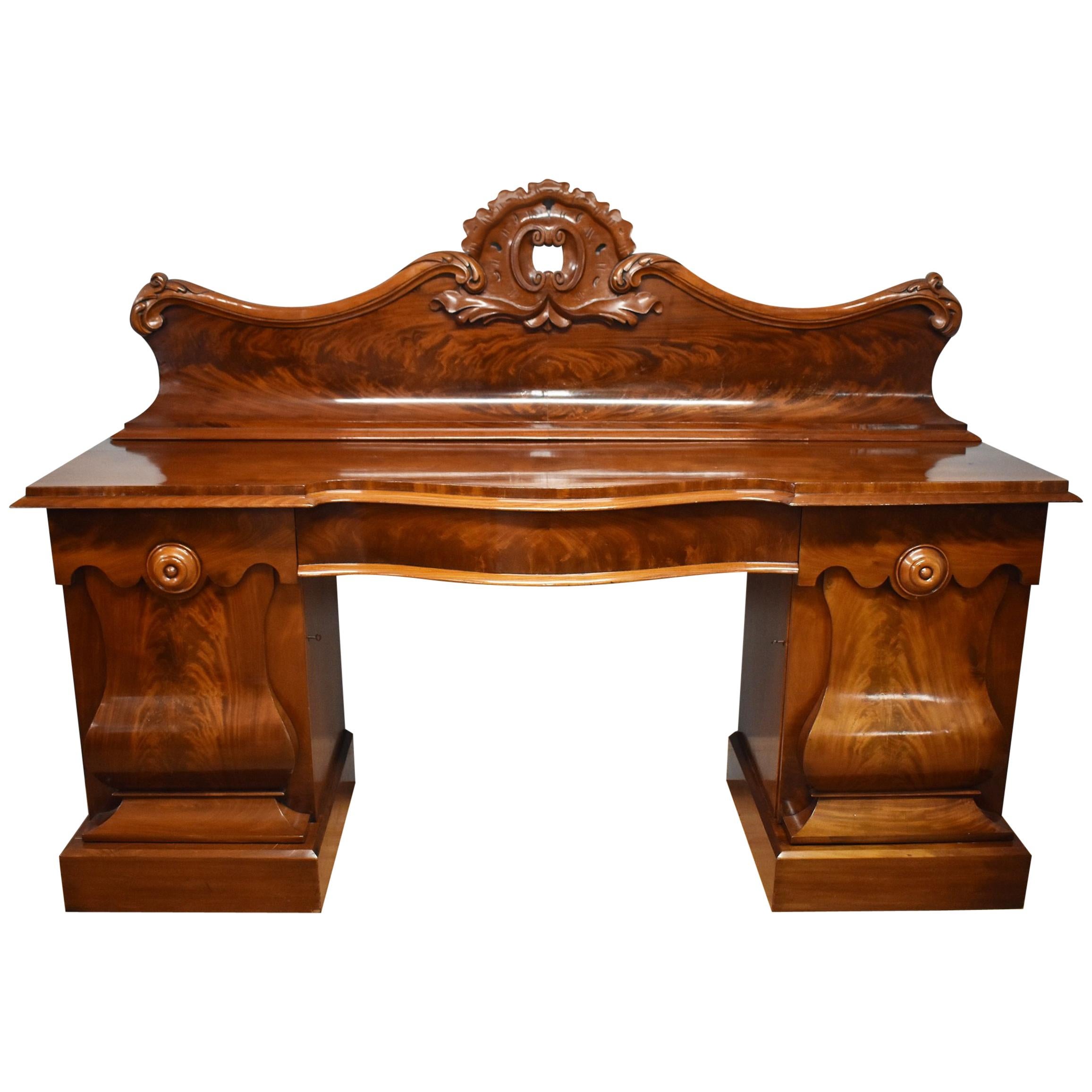 19th Century Victorian Mahogany Pedestal Sideboard