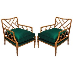 Pair of Faux Bamboo Cockpen Armchairs