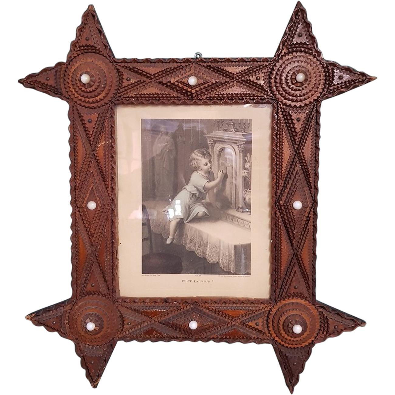 Tramp Art Picture Frame from circa 1900