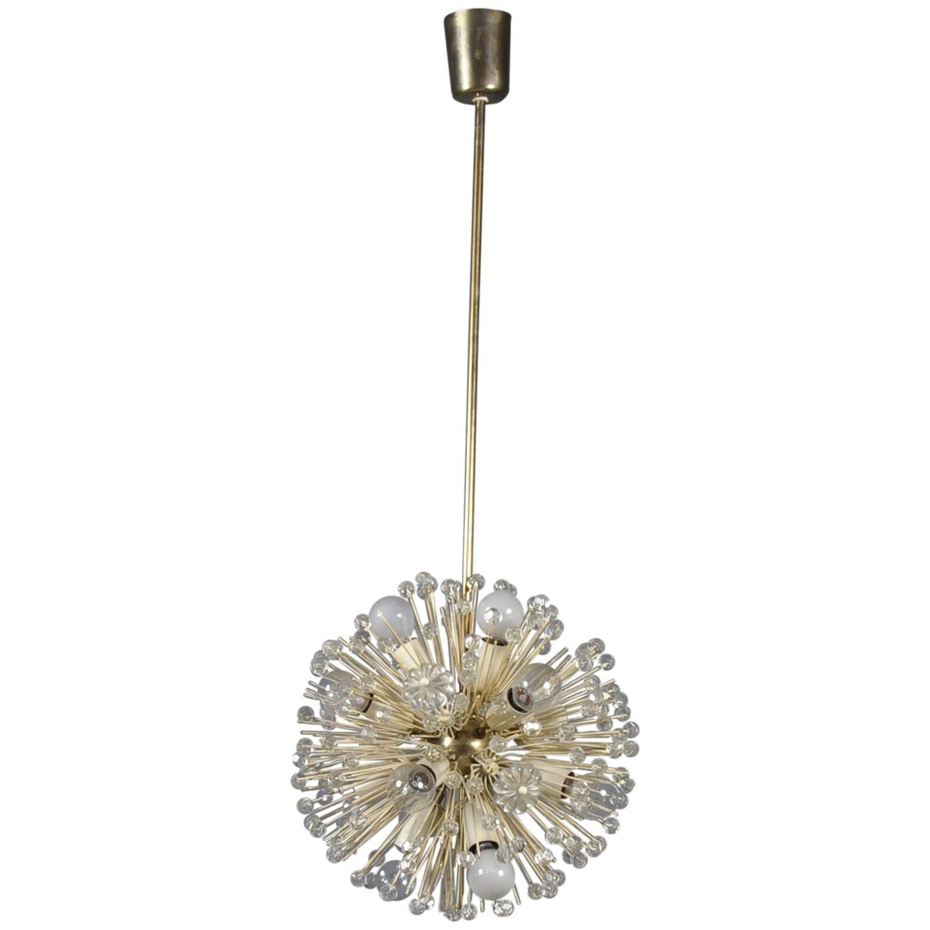 Brass Dandelion Ceiling Lamp by Emil Stejnar for Rupert Nikoll, Austria, 1950s For Sale