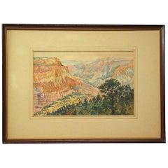 Aquarelle de l'école américaine du Grand Canyon, datant d'environ 1930