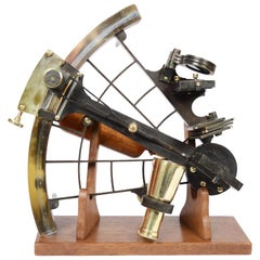 Antique Sextant of Burnished Brass Made in Wales