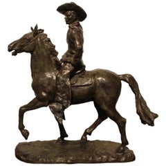Bronze Sculpture " Cowboy on his horse" by Paul Sersté, Belgium 