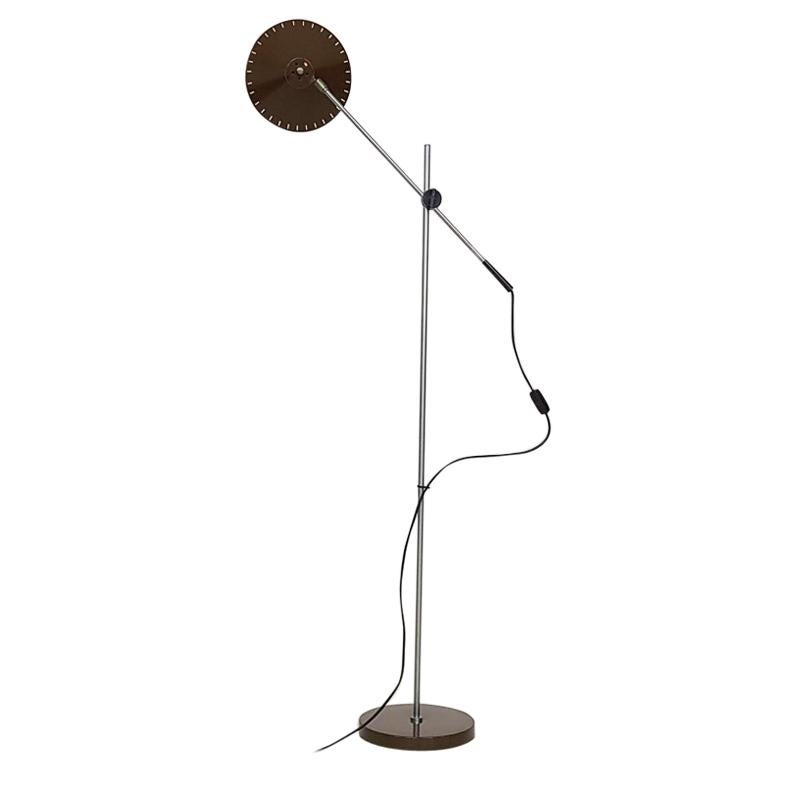 Brown Metal Adjustable Floor Lamp by Anvia Attribute, Hoogervorst, Dutch Design